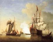 Monamy, Peter Stern view of the Royal William firing a salute oil painting picture wholesale